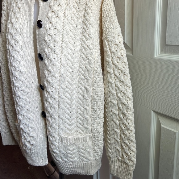 EUC Carraig donn cream wool button up sweater size L - Picture 6 of 13